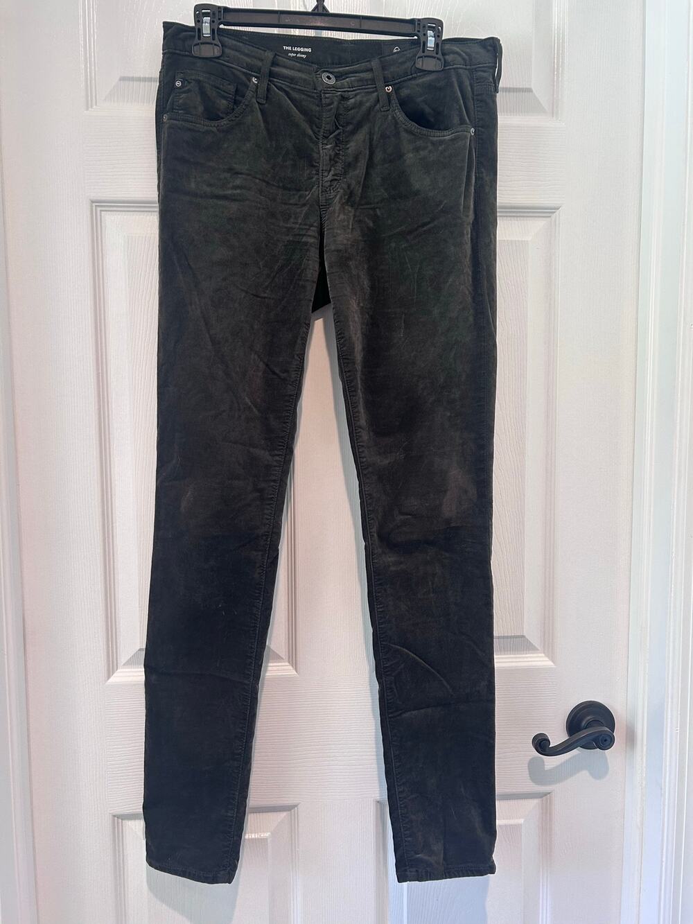 AG Adriano Goldschmied Skinny Jeans Womens 29R Black Velvet Corduroy Farrah